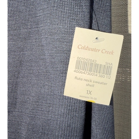 Coldwater Creek Flute Neck Silk Blend Sweater Shell Size 1X NWT Charcoal Gray - Picture 3 of 7